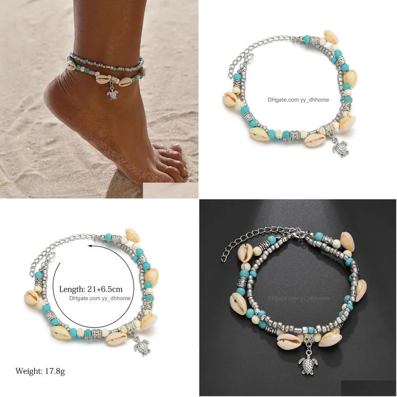 foot jewelry originality shell tortoise pendeloque cut anklet twinset yoga sandy beach foot ornaments