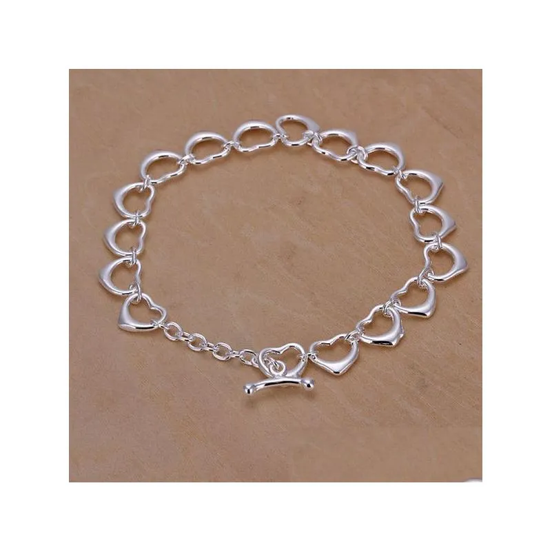fox heart star sterling silver plated link chain bracelets 8 pieces mixed style gtb5 high grade fashion womens 925 silver bracelet