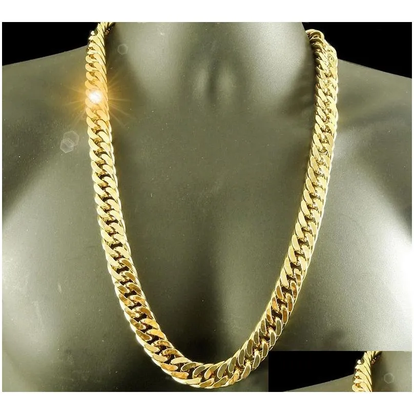 18 k yellow g/f gold chain solid heavy 10mm xl  cuban curn link necklace