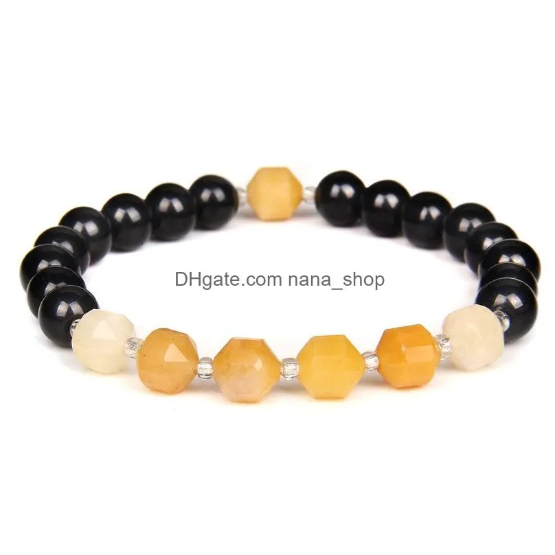 nature beaded distance bracelet women men 8mm natural stone rock tiger eye black onyx healing beads stretch lucky yoga jewelry