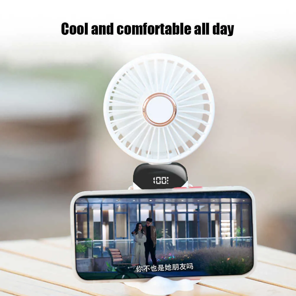 New USB Mini Handheld Fan Outdoor Portable Air Conditioner 3000mAh Wireless Rechargeable Desktop Fan Folding Hanging Neck Fan