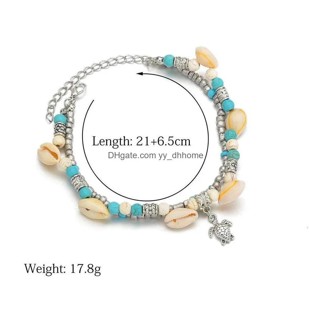foot jewelry originality shell tortoise pendeloque cut anklet twinset yoga sandy beach foot ornaments