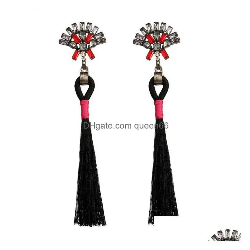 rhinestone crystal tassel earring 8 colors chandeliers earrings long tassel bohemina dangle earrings for women gifts