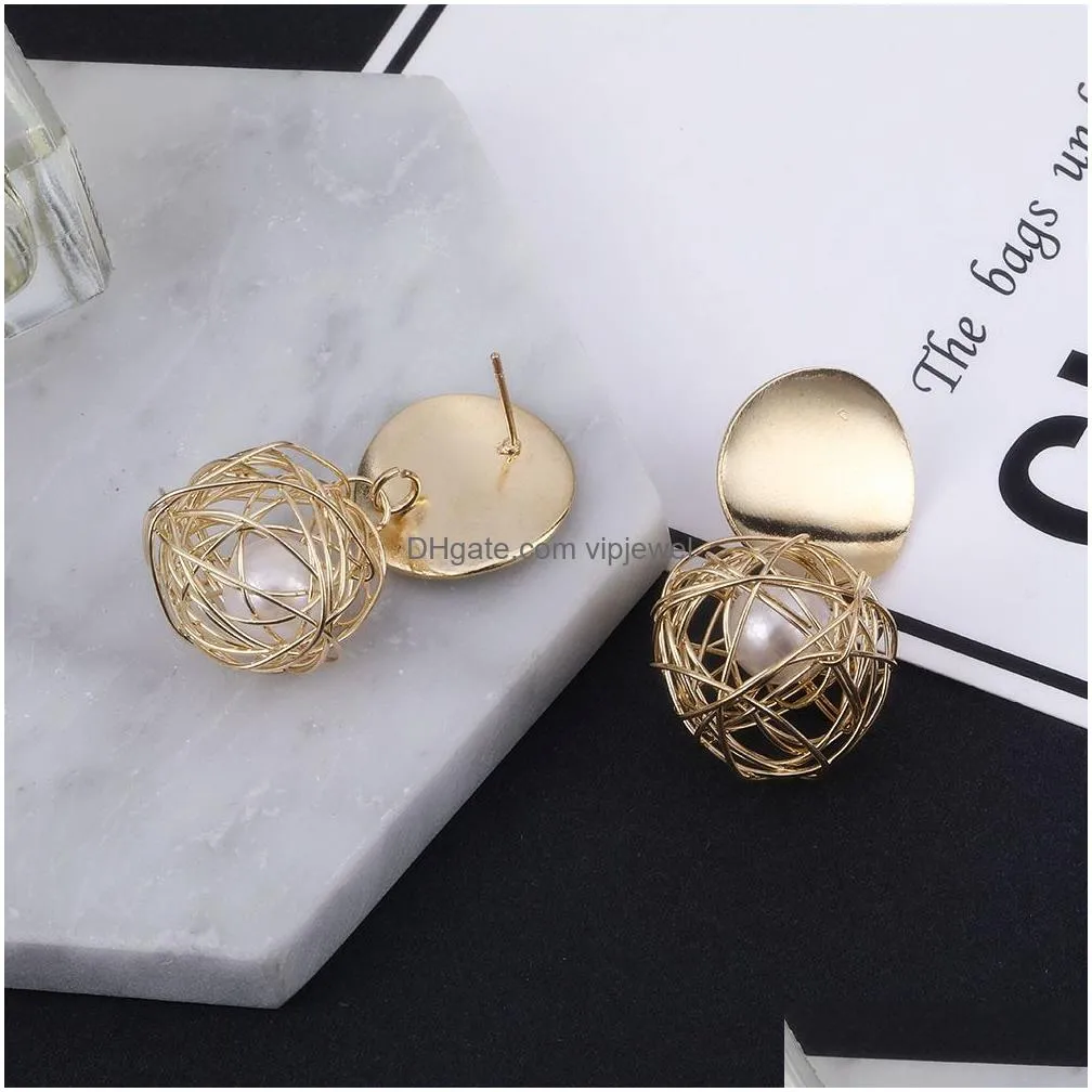 fashion statement simple woven ball geometric earrings for women dangle earrings pearl earrings modern jewelry