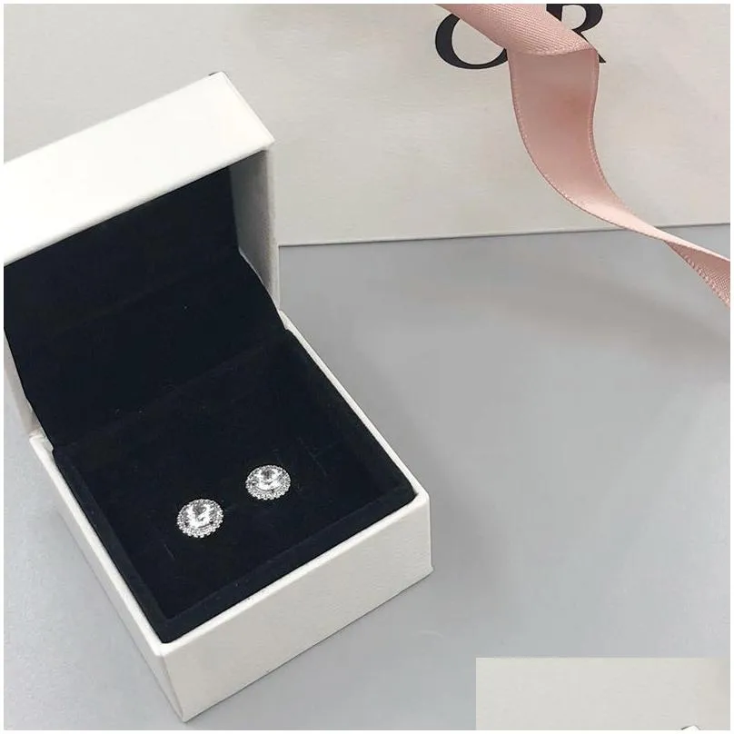 womens luxury fashion jewelry designer earrings original box for pandora 925 sterling silver crystal diamond womens stud earring