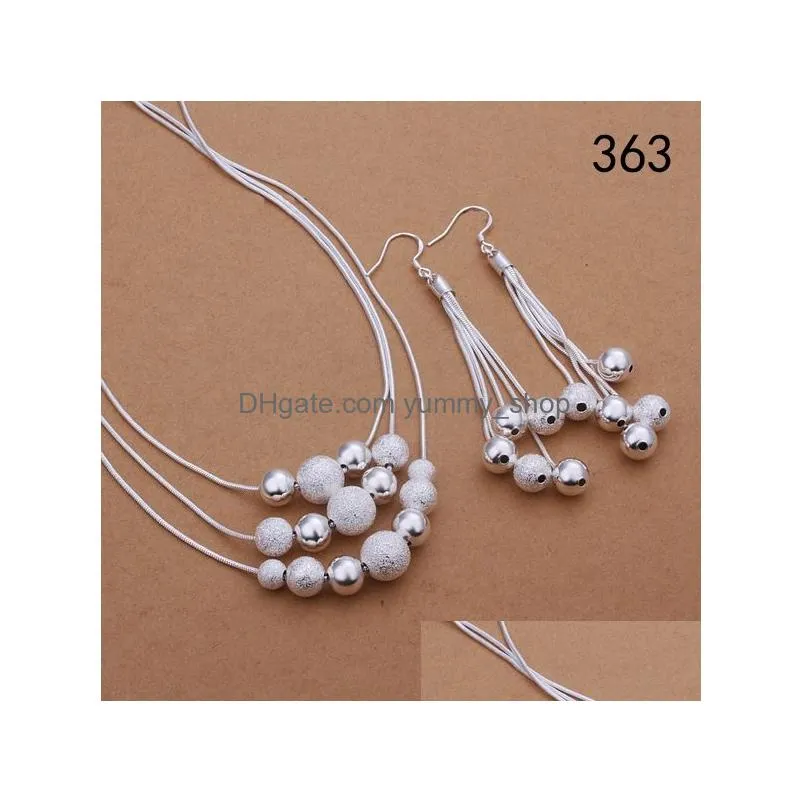 mix style same price womens sterling silver plate jewelry sets fashion wedding 925 silver necklace earring jewelry set gts34a