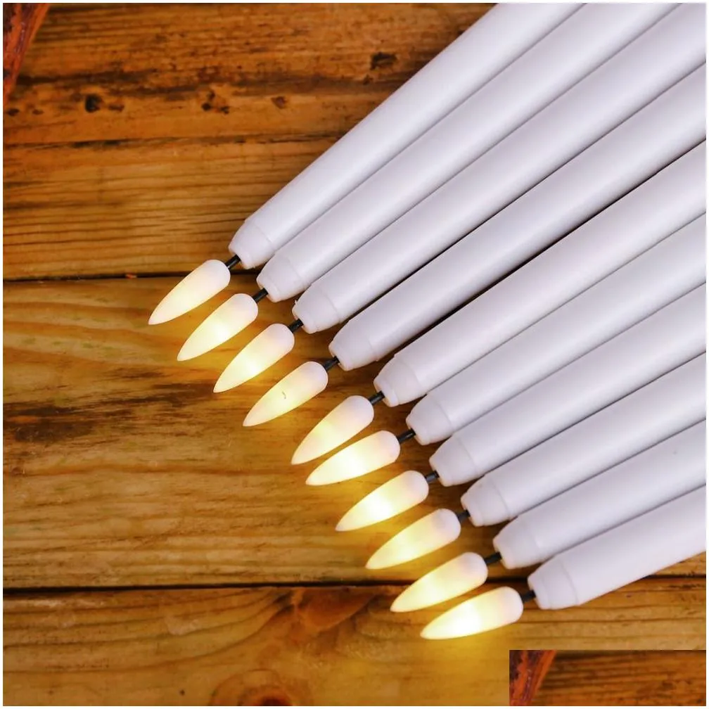 pack of 12 yellow flickering remote led candles light plastic flameless remoted taper candle bougie leds for dinner party decoration