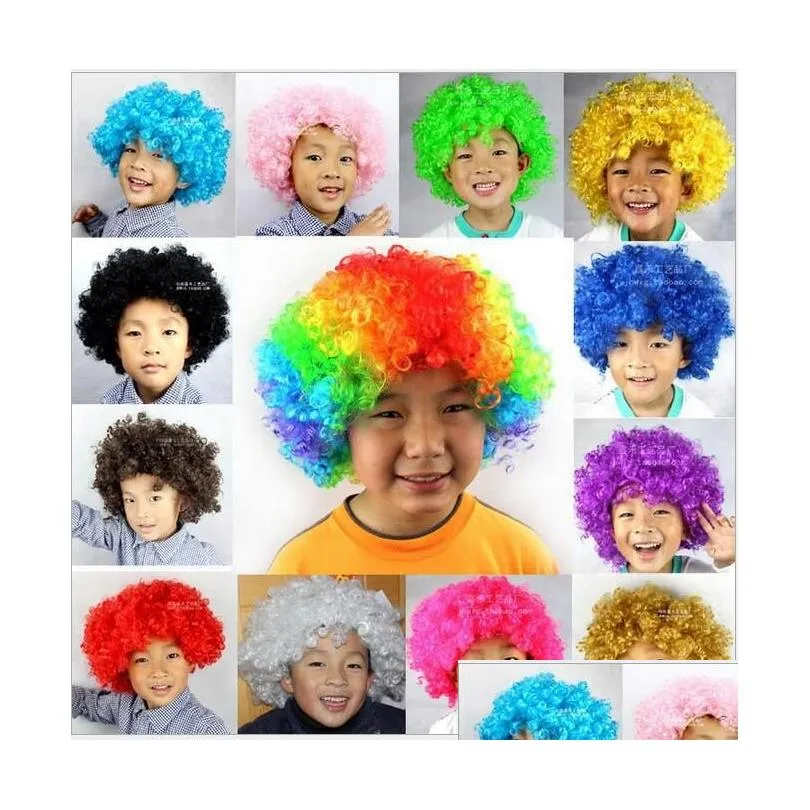 festival clown wig costume circus curly party favors afro wigs halloween costume wig hair soccer fans wig