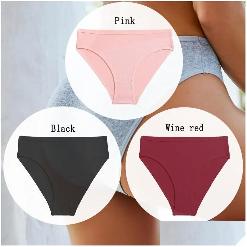 womens panties 3pcs/set sexy for women cotton underwear low waist female underpants solid color briefs sxl girls intimates lingerie