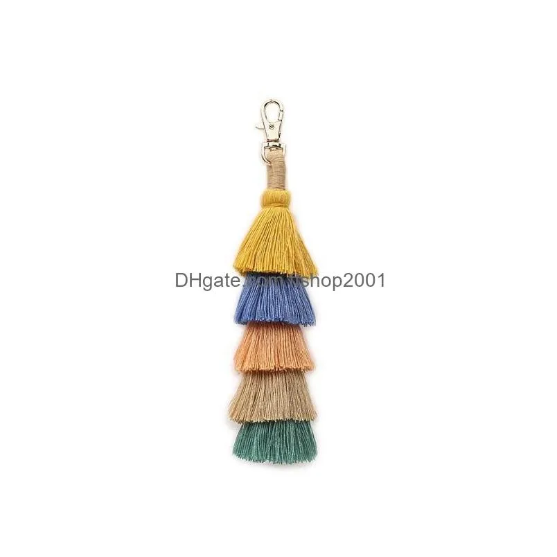 colorful boho tassel keychain car bag key creative pendant cute keychains lobster clasp accessories jewelry gift 2019 fashion