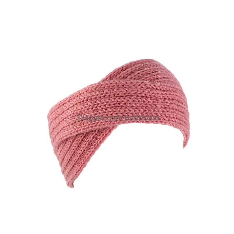 new women head band winter rhinestone twist headband handmade crochet hair band girls knitted headwrap hair accessories