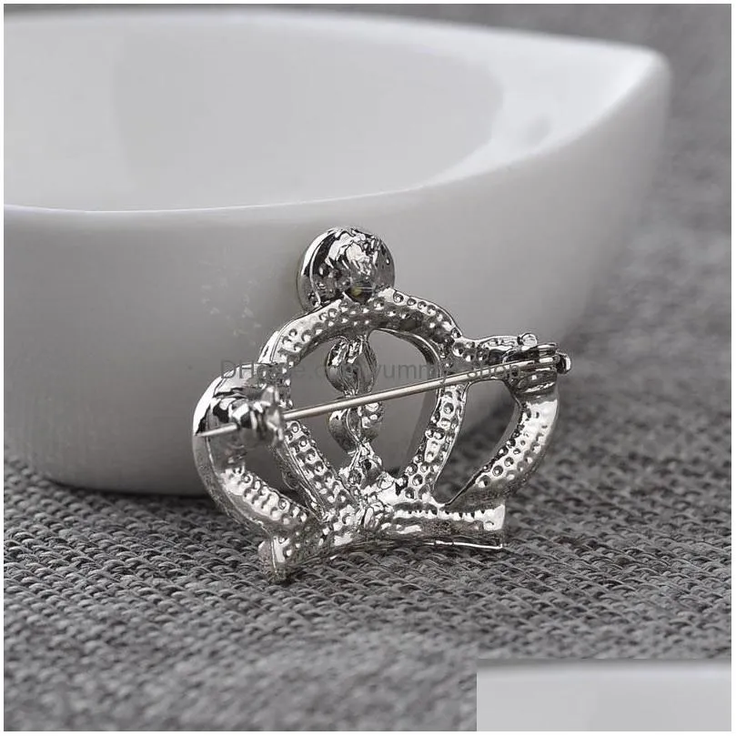 wholesale christmas pins fashion crystal crown pins small collar men s suit brooches jewelry 