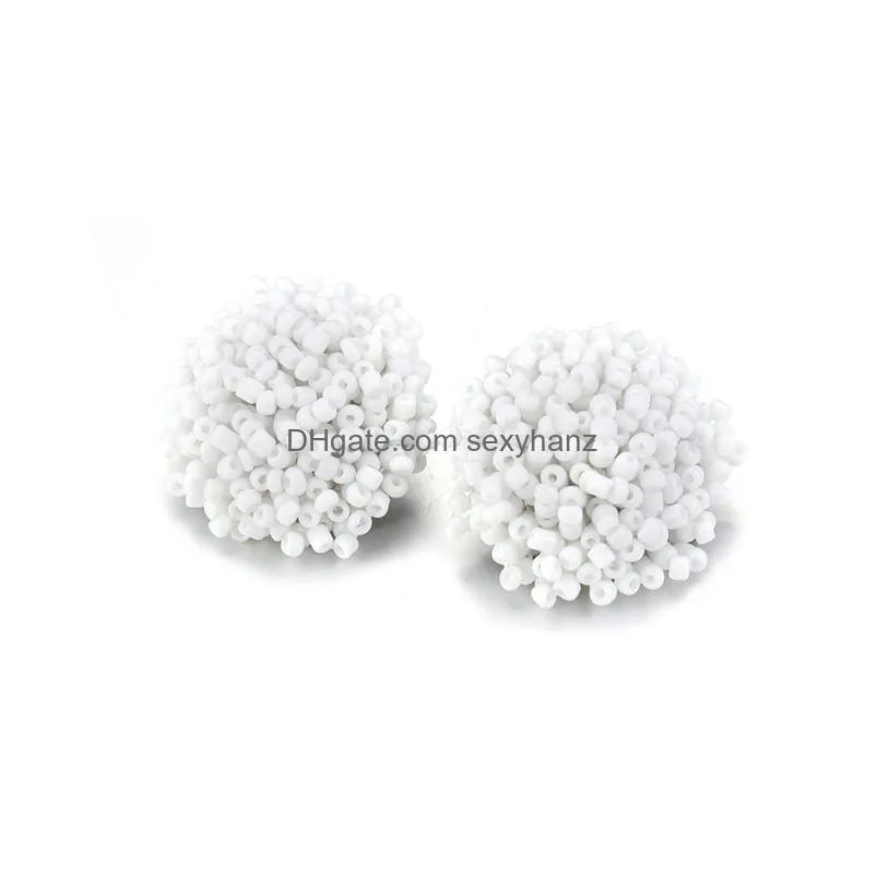 bohemia handmade beads big stud earrings for women girl ethnic jewelry accessories fashion resin beads earrings 13 color