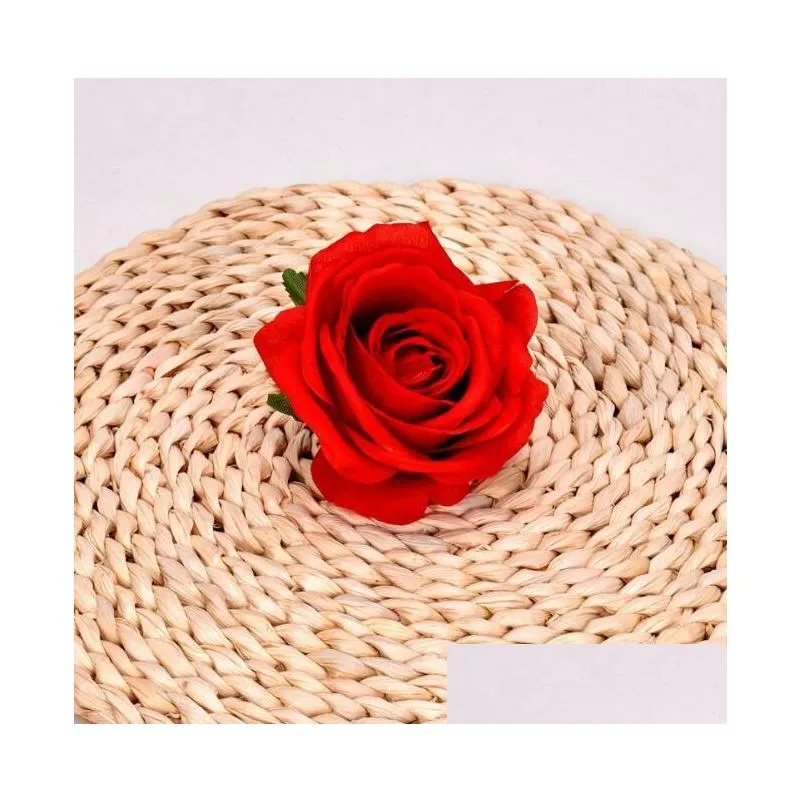 200pcs 10cm silk rose artificial flower heads diy flower for wedding wall arch bouquet decoration flowers