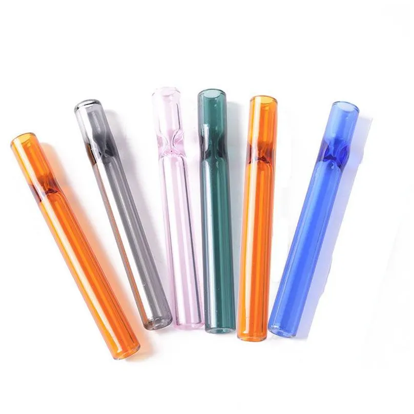 4inch colroful thick pyrex one hitter bat glass pipes hookah holder steamroller hand pipe filters for tobacco dry herb oil burner dab