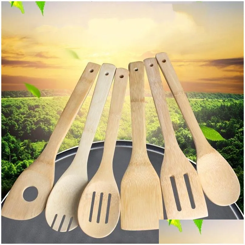 eco friendly bamboo spatula utensils wood color wooden kitchen shovel cooking salad spoons in stock 1 3zl e19