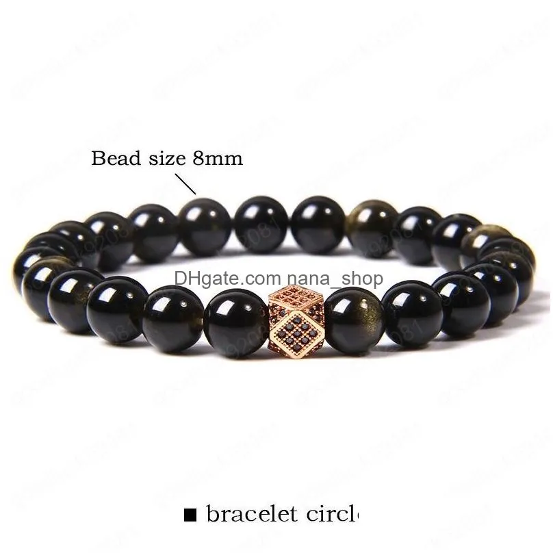 uni natural gold obsidian stone beads bangles bracelets jewelry for men women gifts