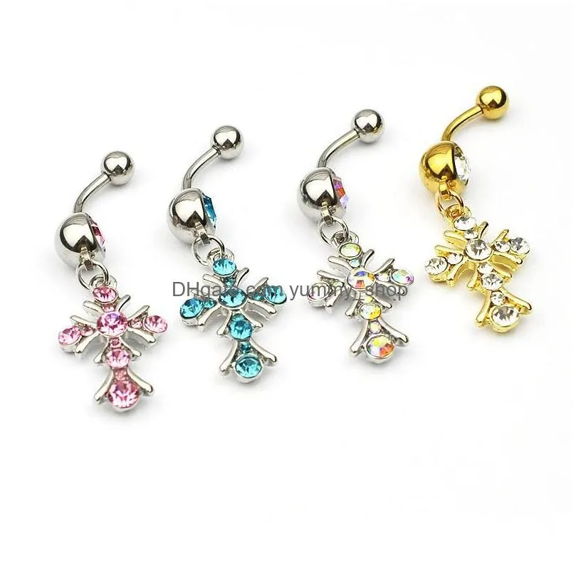 sexy crystal cross tree of life belly bars belly button rings belly piercing dreamcatcher tassel body jewelry navel piercing rings