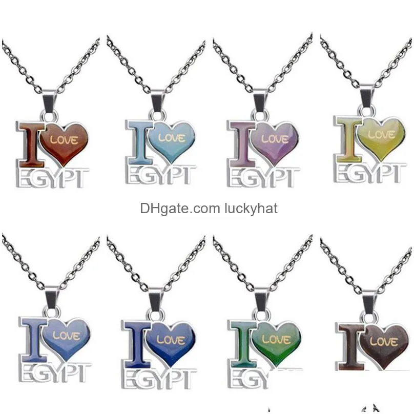 fashion i love you letters thermochromic heart necklace woman party jewelry south american stainless steel silver chain womens choker necklaces