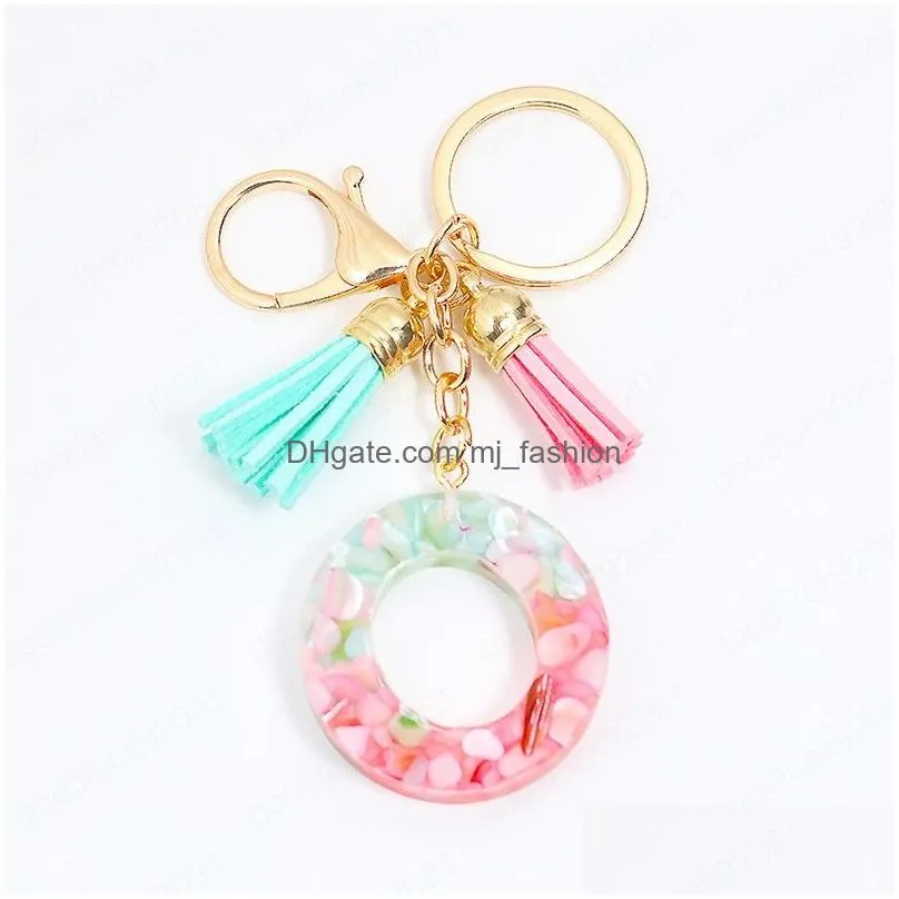 gold pink gradient color resin letter az keychain for women handbag backpack pendant fashion car cute jewelry gift key ring