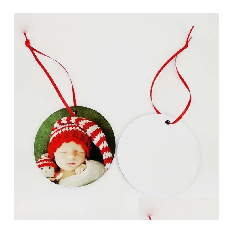 150pcs sublimation mdf christmas ornaments decorations double square round shape decorations transfer printing