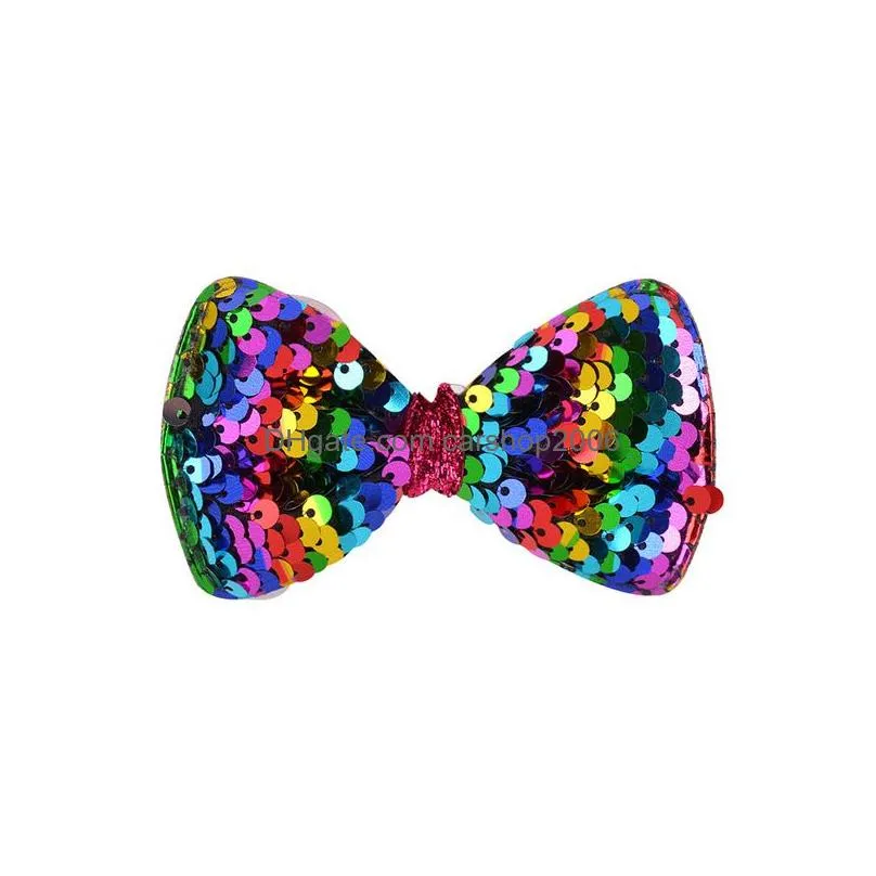 3.7inch luminous sequins headdress bow hairpin girl butterfly festival barrette rainbow hair accessories tools