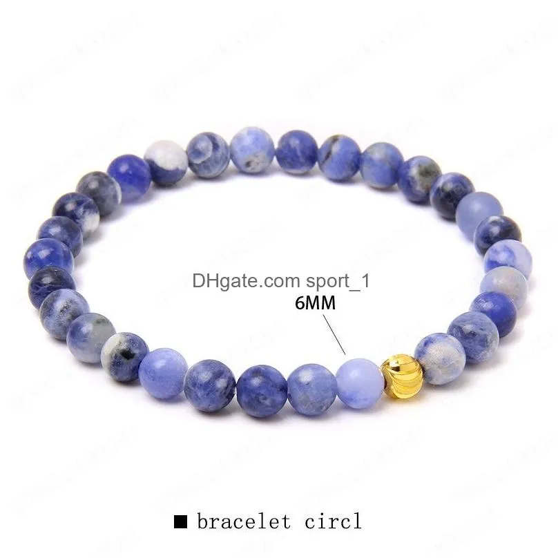 6mm matte natural stone bracelet golden beads charm bracelet for women exquisite jewelry gift