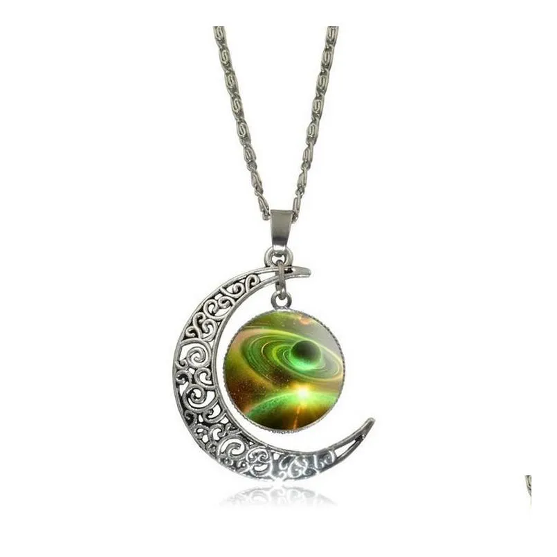 mens and womens pendant necklace star sky universe moon time gem necklace gsfn142 with chain mix order 20 pieces a lot