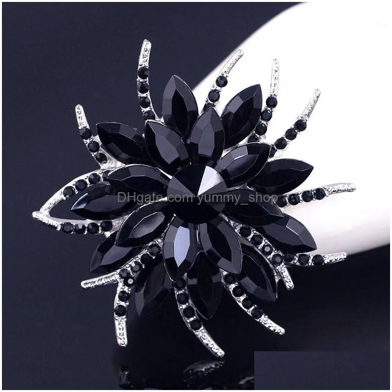 austrian crystal brooch pins for women top quality flower broches jewelry fashion wedding party bijoux broche