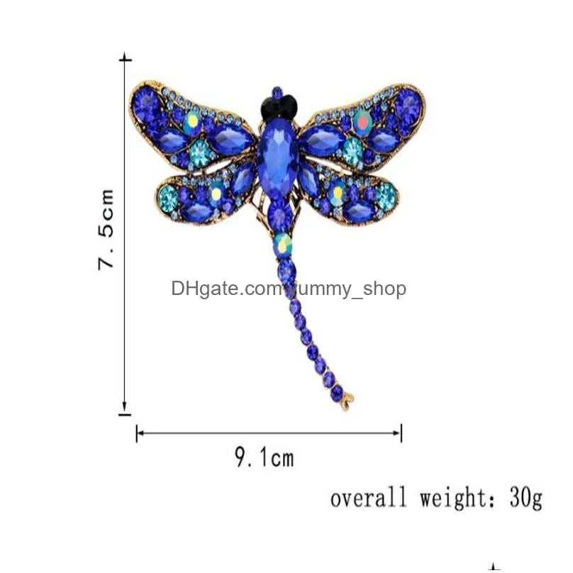 crystal animal pin vintage dragonfly brooches for women large insect rhinestone brooch pin fashion dress coat accessories jewelry