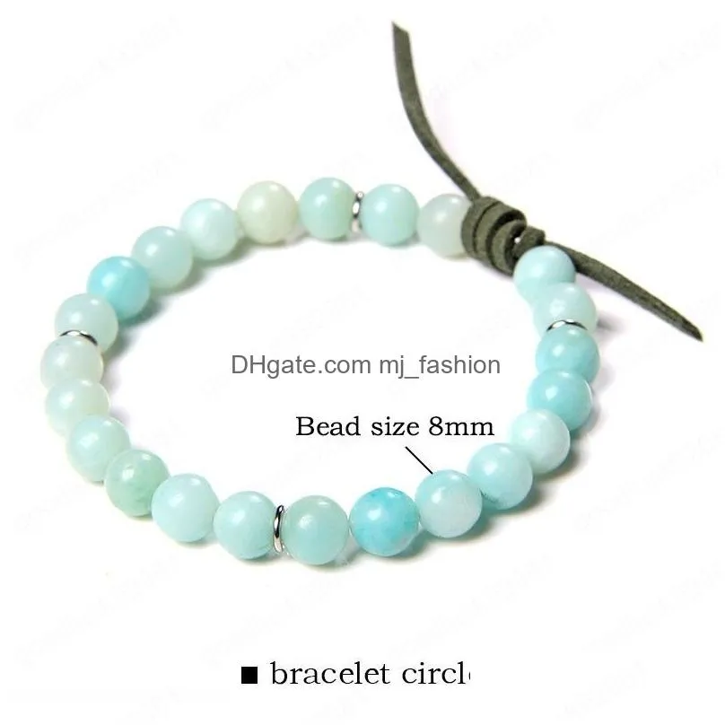 fashion leather cord charm natural stone bracelet malachite bead uni bracelets casual style jewelry