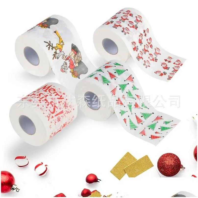 merry christmas toilet paper creative printing pattern series roll of papers fashion funny novelty gift eco friendly portable 3ms jj