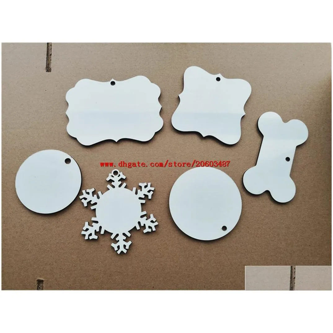 sublimation mdf christmas ornaments decorations round square snow shape decorations transfer printing blank xmas consumable 