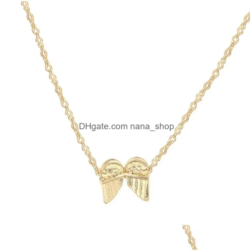 fashion jewelry guardian angel wing pendant 18k gold plated necklace woman alloy south american womens choker silver mens necklaces with letters card
