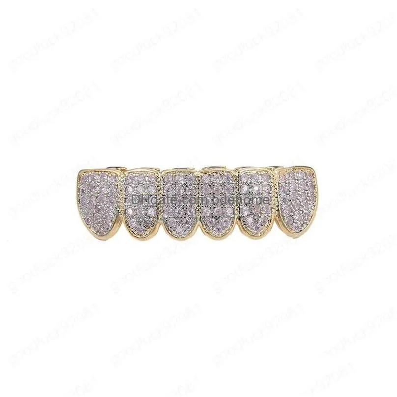 hip hop grillz pave pink cz stone iced out mouth teeth grills caps top bottom tooth set gold color men women vampire grills