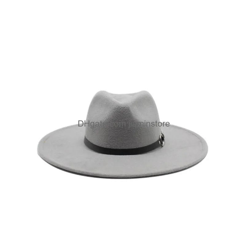 winter hats big brim 9.5cm solid color with band belt luxury classic simple fedora hats women formal dress designed fedora hats