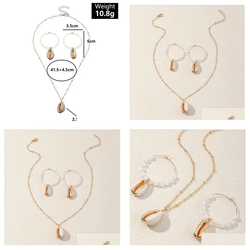 beach holiday wind shells necklaces earring jewelry sets gsfs008 fashion women gift earrings necklace set