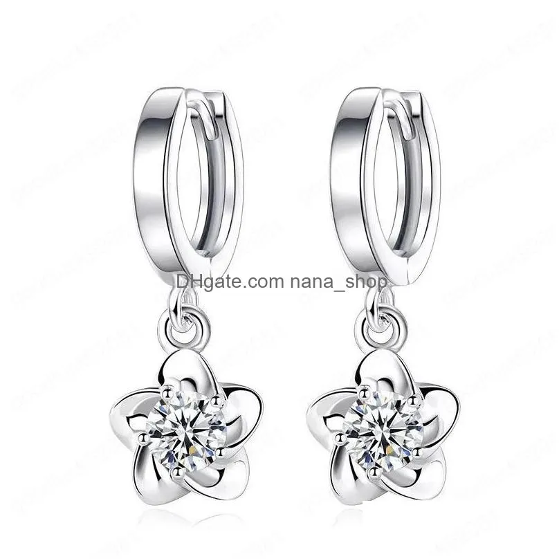 925 sterling silver earring jewelry high quality retro simple pattern purple white zircon earrings