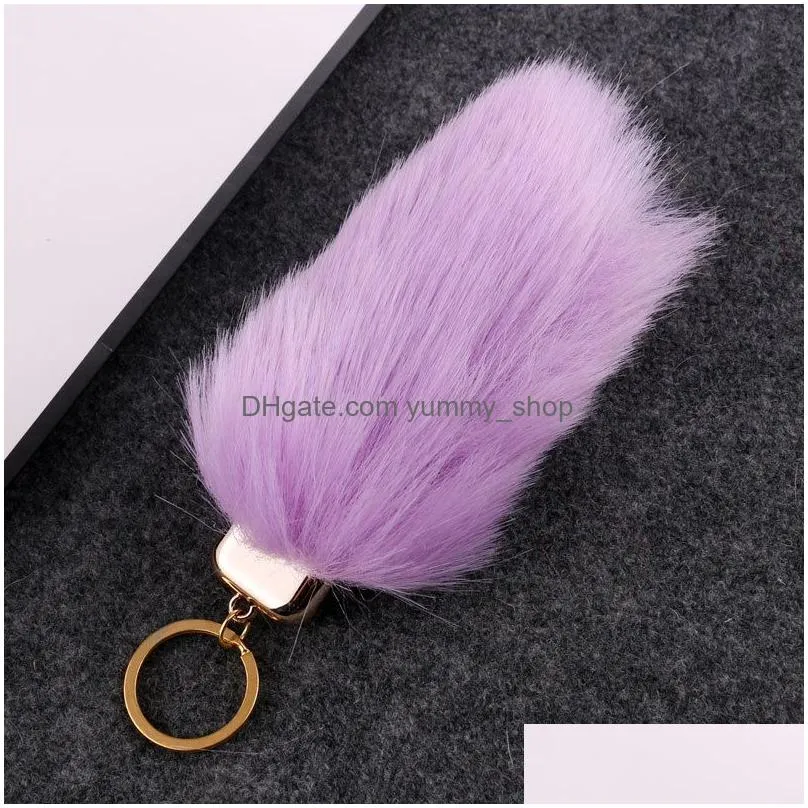  ship rabbit fur long strip keychain plush car bag pendant gift key rings gskr244 mix order 20 pieces a lot keychains