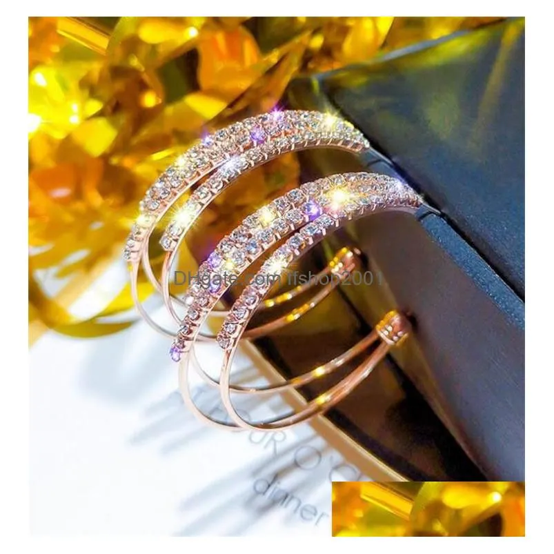  fashion jewelry korean luxury crystal exaggerated nightclub earrings big hoop metal earring for women xmas gift