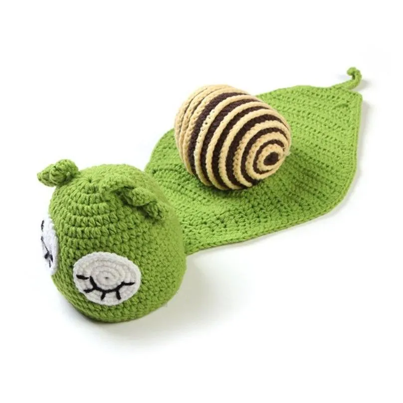  born p ography props snail hand crochet knit baby beanie caps infant hat with cape hats