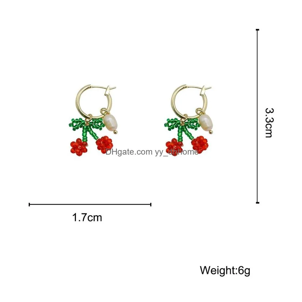 2020 fashion handmade beaded cherry orange lemon fruit drop earrings for women girls female fashion statement jewelry