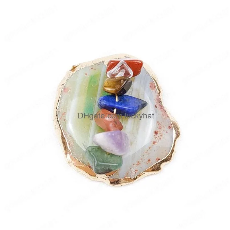 natural 7 chakra pendant colorful yoga balance energy healing crystal reiki crushed stone winding amethyst jasper lapis chips