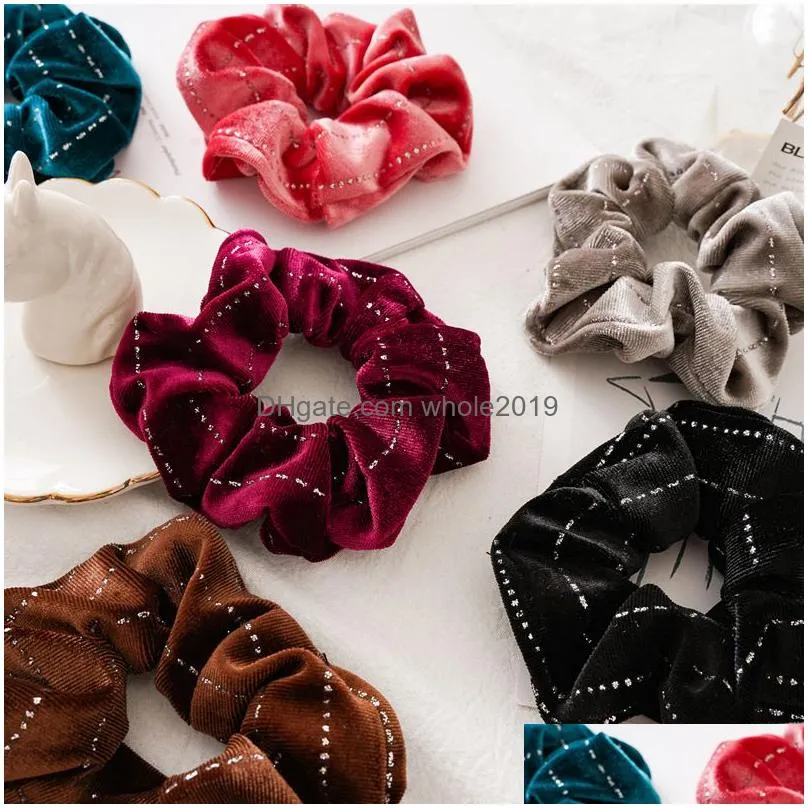 2020 new colorful velvet scrunchies solid hair ring ties for girls ponytail holders rubber band gold hairband hair accessories