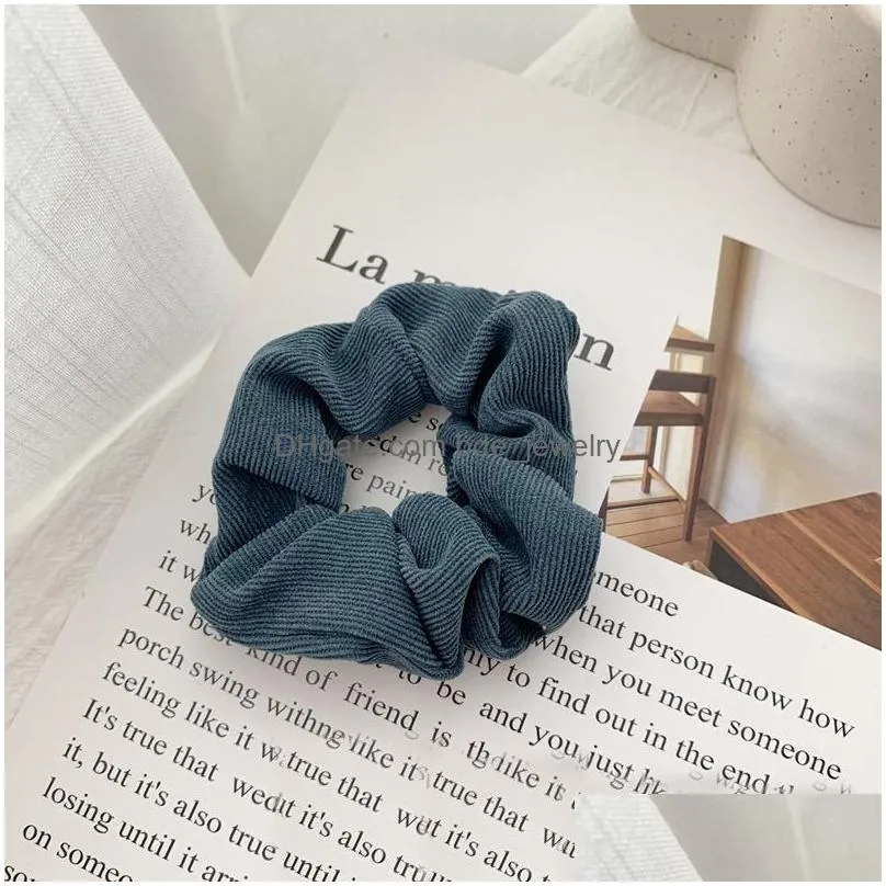 8 color women girls solid color winter thick corduroy elastic ring hair ties accessories ponytail holder hairband rubber band scrunchies