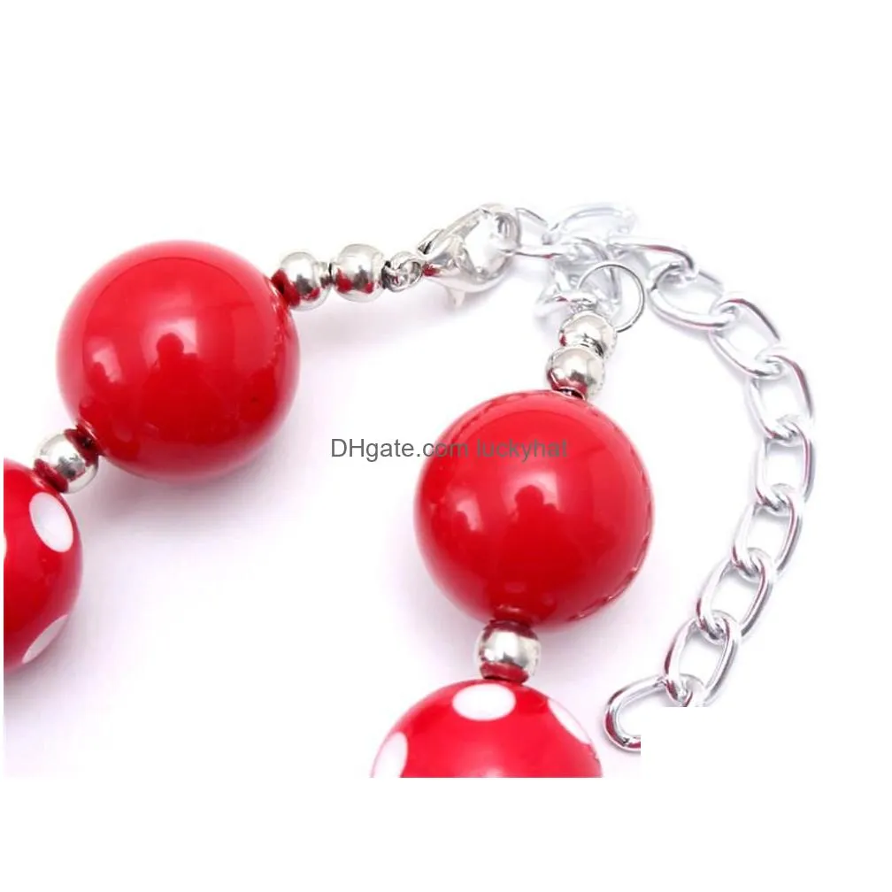 red color christmas baby kid chunky necklace fashion toddlers girls bubblegum bead chunky necklace jewelry gift for children