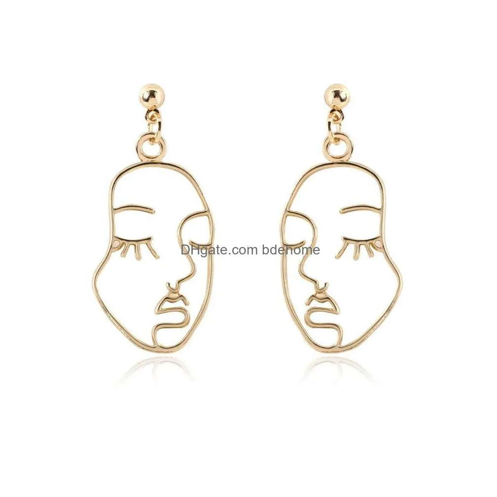 newest designer face earrings statement drop earrings for women girls 2020 new fashion jewelry ins style