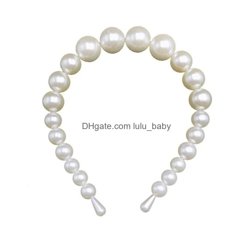 handmade beaded large pearl headband adult hair accessories highlight pearl headband imitational white pearl hair band 2 size