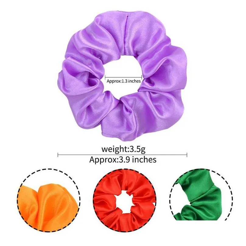 40 colors hair accessories satin hair band scrunchies girls ponytail holder tie fashion hair ring stretchy elastic rope xmas gifts