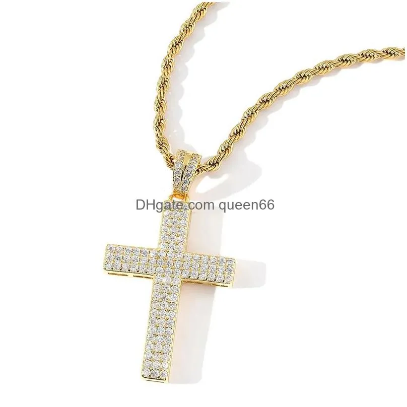 silver diamond cross pendant necklace mens gold necklaces pendant hip hop jewelry